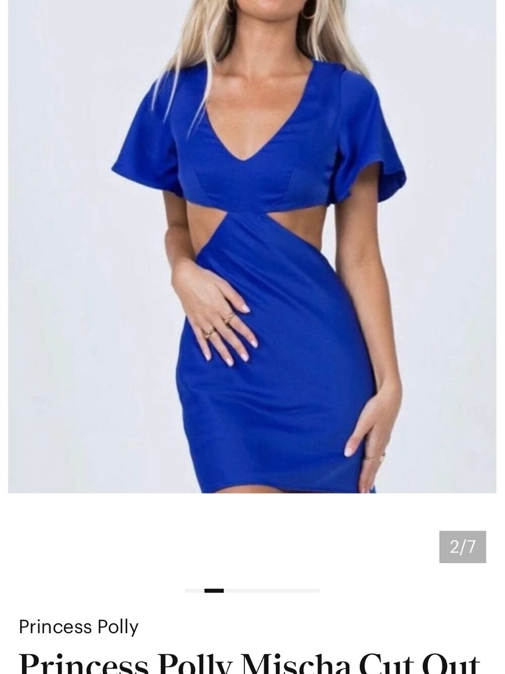 Princess Polly Mischa Cut-Out Mini Dress in Cobalt Blue